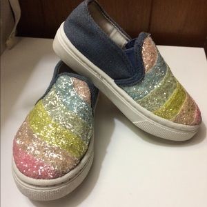 Toddler girls glitter rainbow slip on shoes